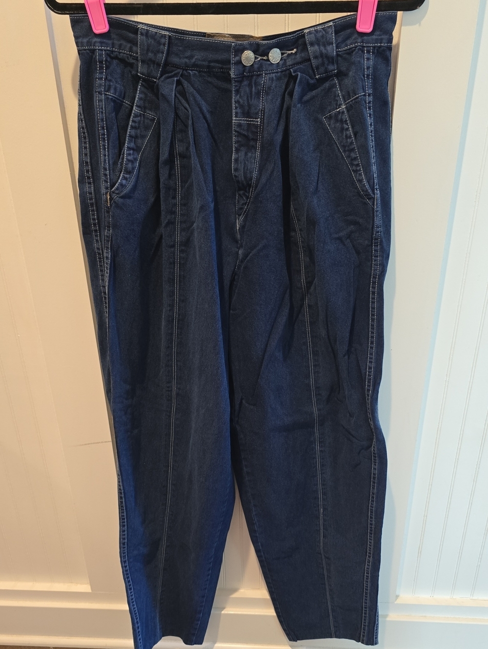 Rare Vintage Code Bleu Men's Dark Blue Pleated Jeans 32x30
